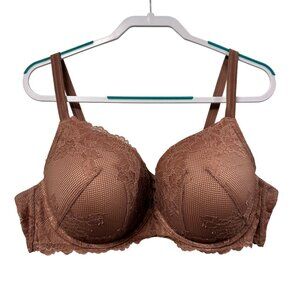 Torrid Curve Pushup Plunge XO Corset Bra 46C Blush Mauve Lace Underwire Padded